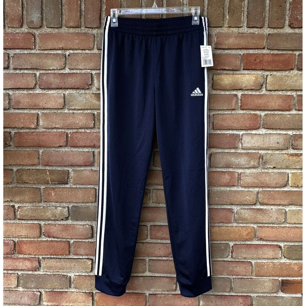 NEW Adidas Iconic Tricot Jogger Track Pants Boys XL 18/20 Navy Blue 3 Stripe - Picture 4 of 13